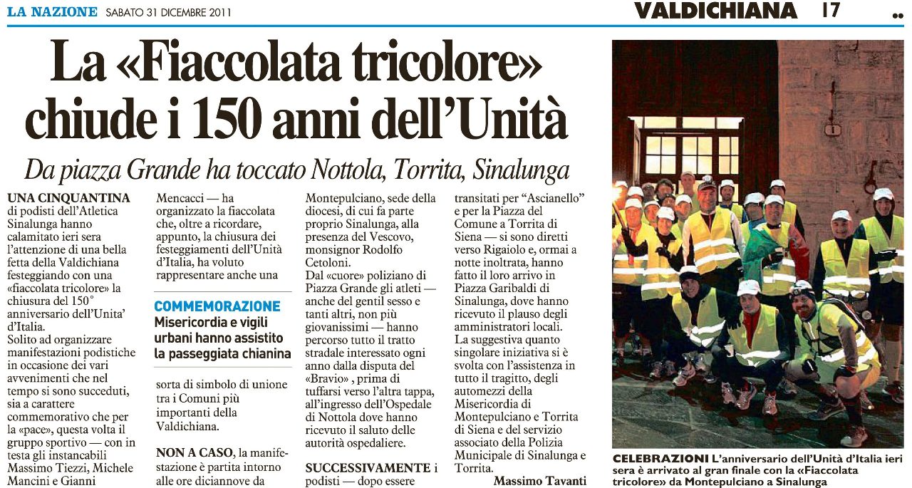 Da “LA NAZIONE di Siena” del 31/12/2011