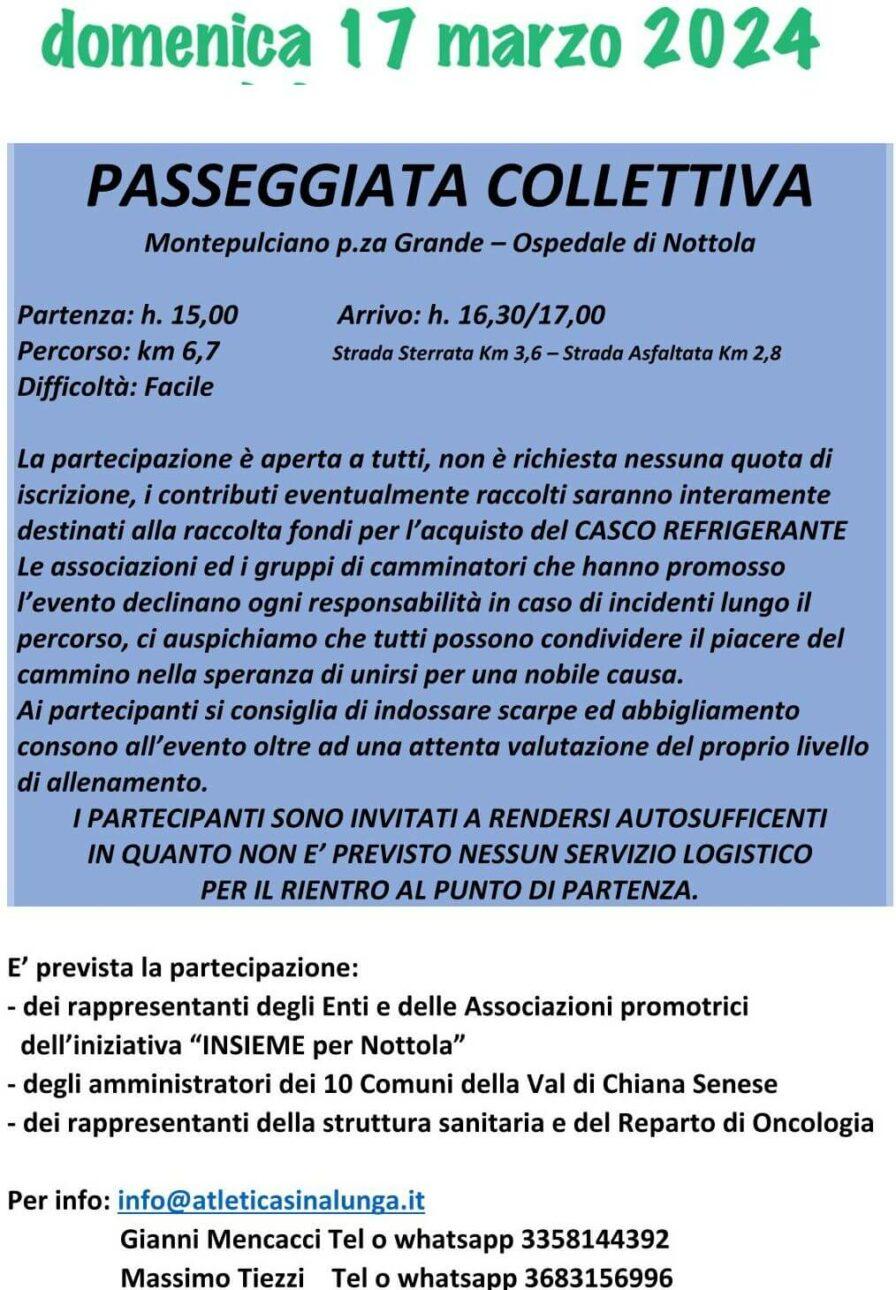 INSIEME per NOTTOLA 16 e 17 Marzo Camminiamo , Pedaliamo, Corriamo per il casco refrigerante 3 insieme per nottola